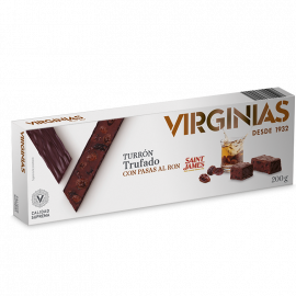 Turrón trufado de chocolate al Ron con Pasas "Virginias" 200 gr.