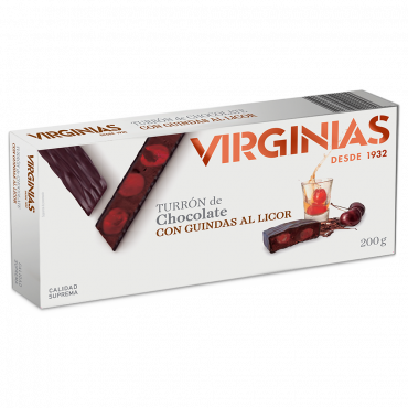 Turrón trufado de chocolate con Guindas al Licor "Virginias" 200 gr.